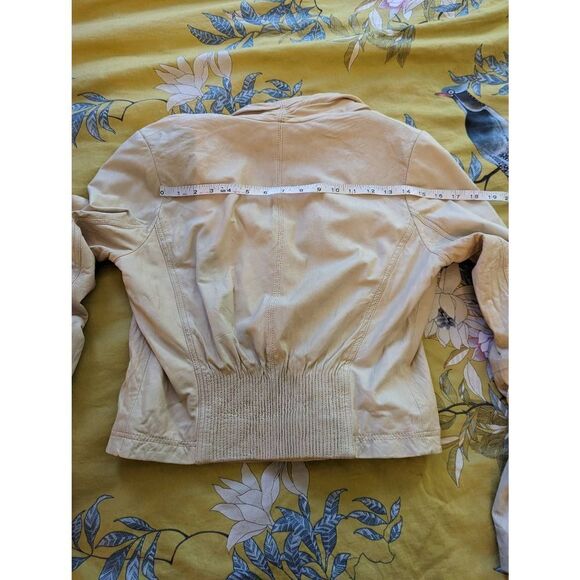 Theory ivory leather bomber style jacket off center zip sz xs - Picture 6 of 8